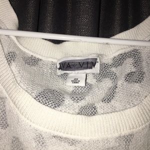 Plus size white see through/cheetah print top